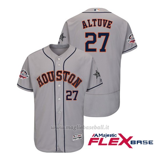 Maglia Baseball Uomo Houston Astros Jose Altuve 2018 All Star Game Flex Base Grigio
